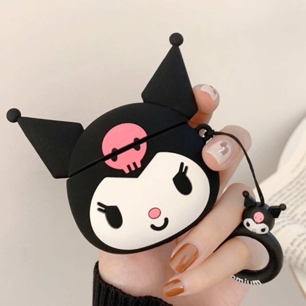 Black and White Kuromi AirPods Pro 2 Case w/ Keyring - Picture 3 of 6